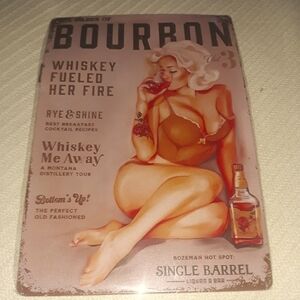 Vintage style pinup Bourbon girl metal sign New